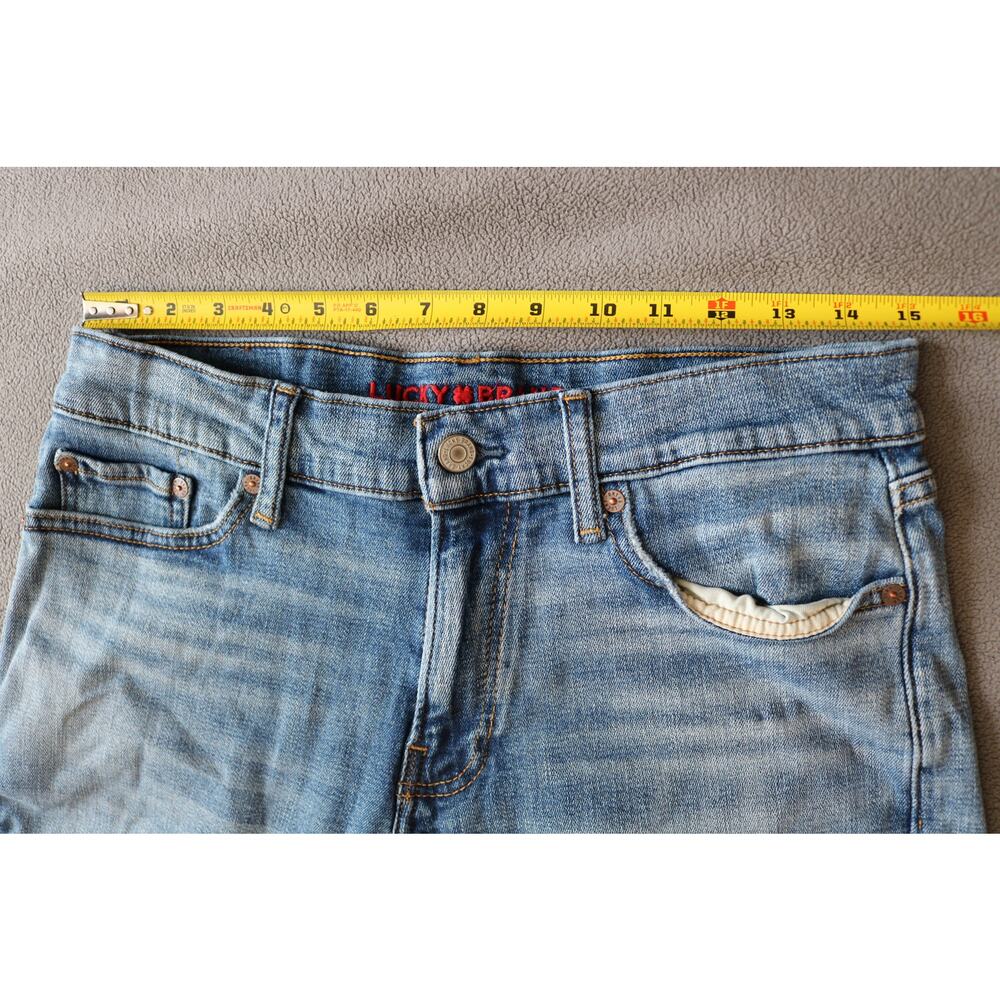 LUCKY BRAND Jeans Mens 29x32 Solid Wash Denim Straight Leg Blue Denim Character - Picture 3 of 13